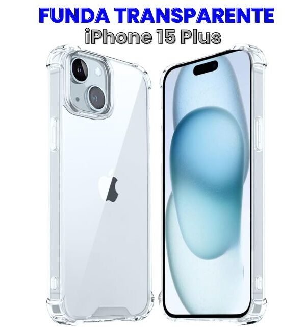 18 funda para iphone 15 plus transparente antigolpes