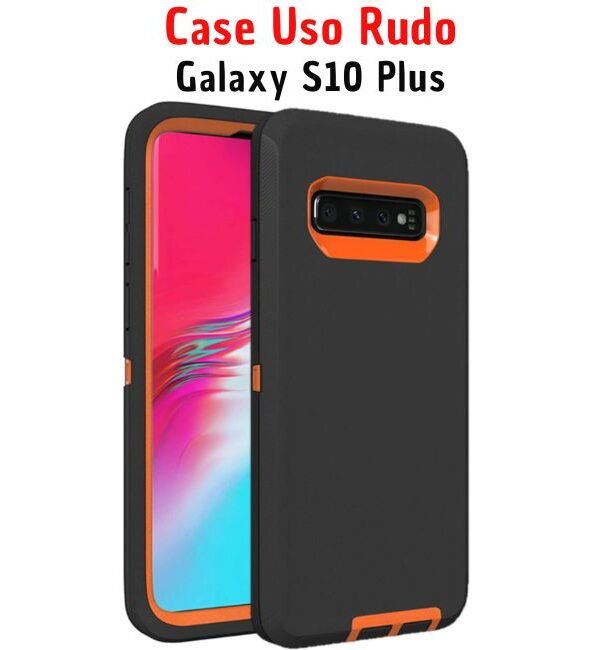 Case Uso Rudo Negro con Naranja para S10 Plus