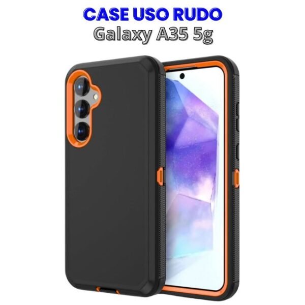 Case Uso Rudo Negro con Naranja de 3 Piezas para Samsung Galaxy A35 5g