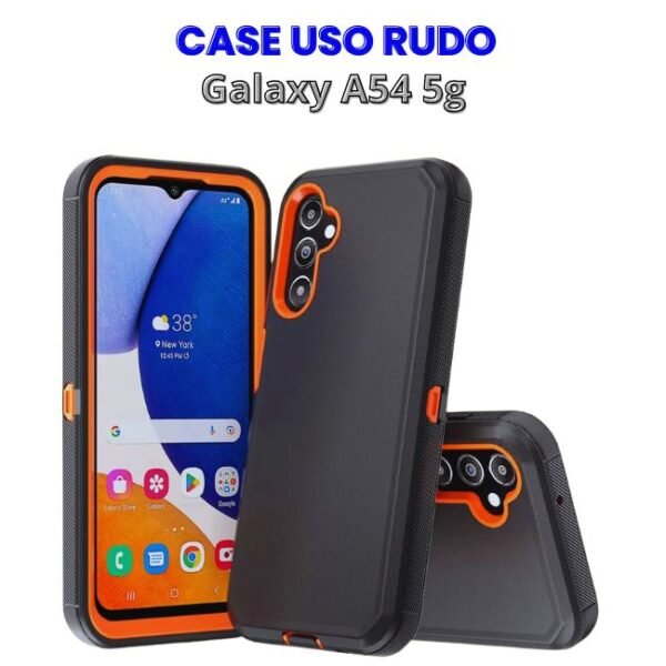 CASE USO RUDO GALAXY A54 5G Case Uso Rudo Negro con Naranja Galaxy A54 5g