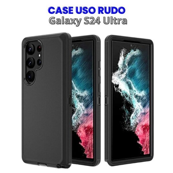 Case Uso Rudo Negro de 3 Piezas S24 Ultra
