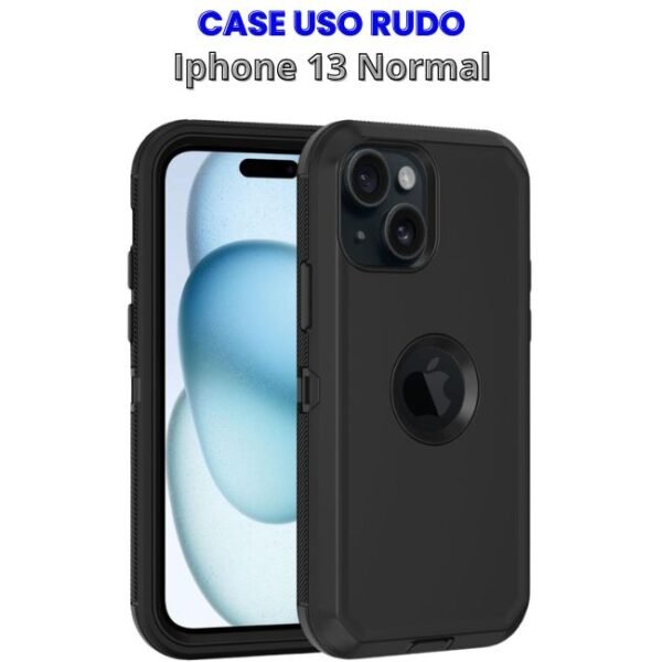 CASE USO RUDO IPHONE 13 NORMAL (2) Case Uso Rudo Negro Iphone 13 Normal