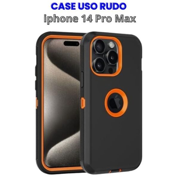 Case Uso Rudo Negro con Naranja Iphone 14 Pro Max