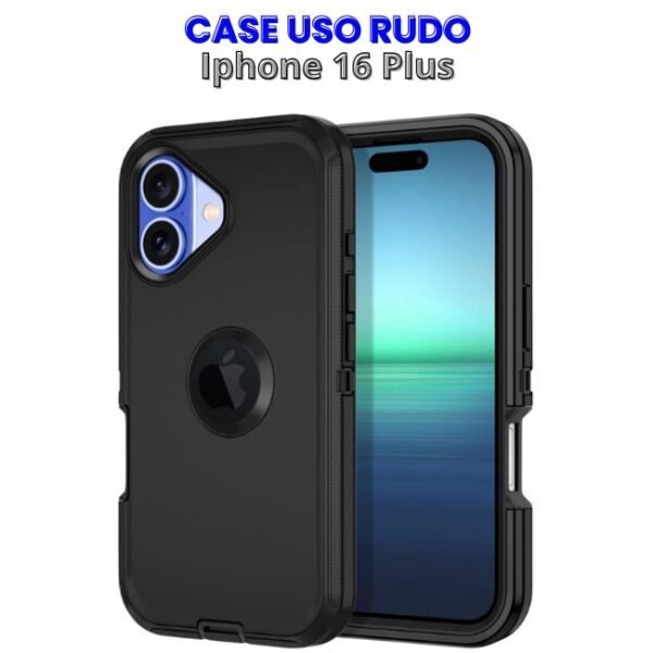 CASE USO RUDO IPHONE 16 PLUS Case Uso Rudo Negro Iphone 16 Plus