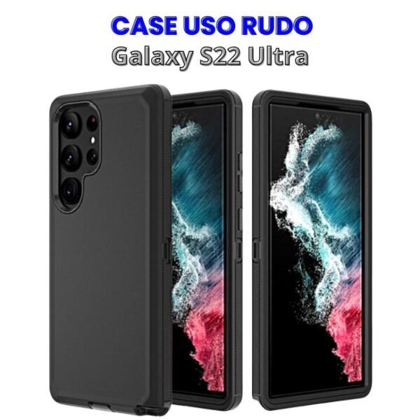 Case Uso Rudo Negro S22 Ultra de 3 piezas