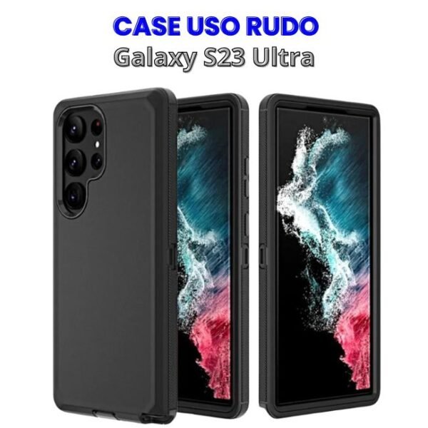 Case Uso Rudo Negro de 3 Piezas S23 Ultra
