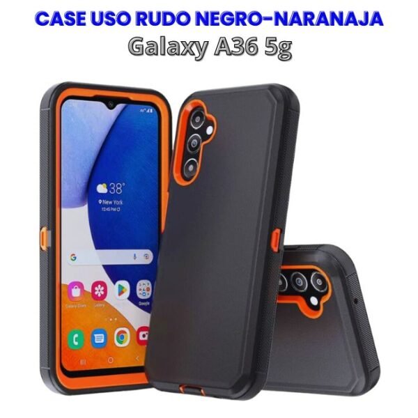 Case Uso Rudo Negro con Naranja Samsung A36 5g