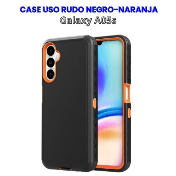 Case Uso Rudo Negro con Naranja para A05s