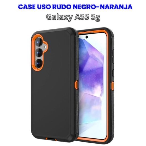 Case Uso Rudo Negro con Naranja Samsung Galaxy A55 5g
