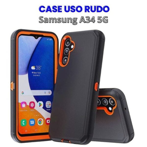 Case Uso Rudo Negro con Naranja Samsung A34 5g
