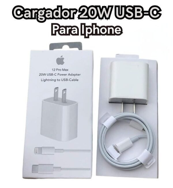 Cargador completo para Iphone 20w USB-C a Ligthning