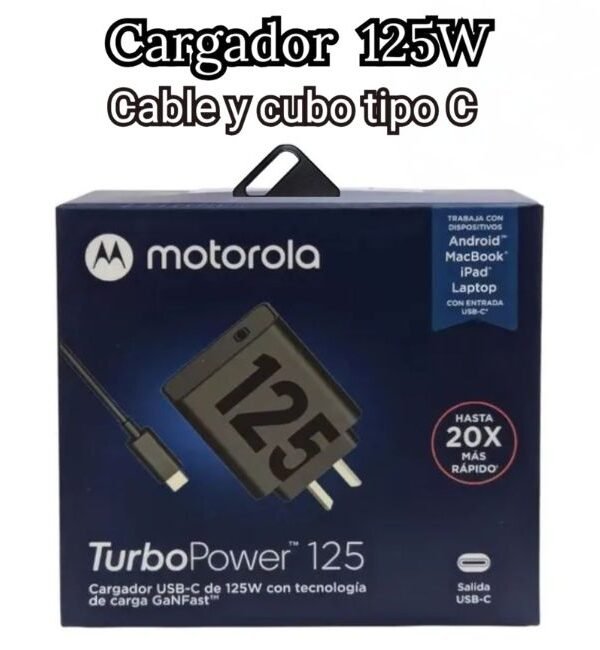 Cargador Motorola 125w Cable y Cubo tipo C