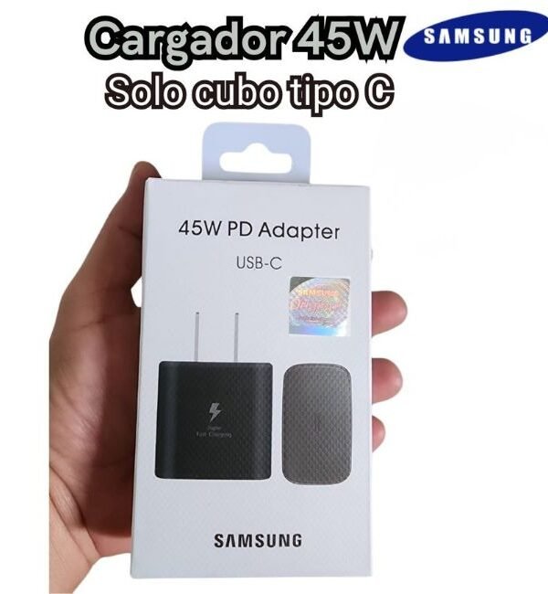 Cubo Tipo "C" 45w para Samsung Carga Rapida Negro
