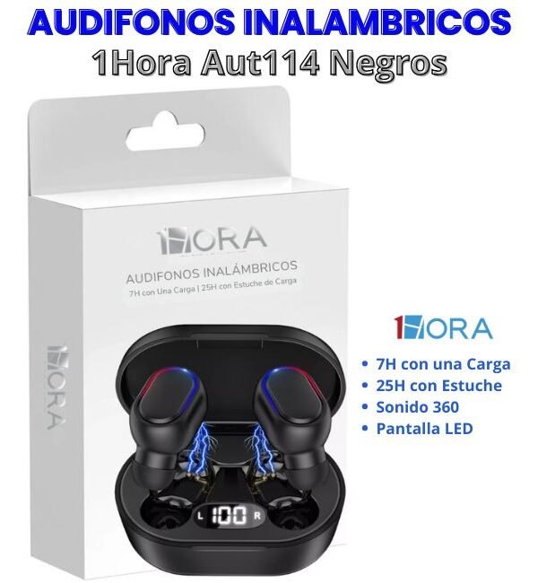Audifonos Inalambricos Aut114 1hora Negros