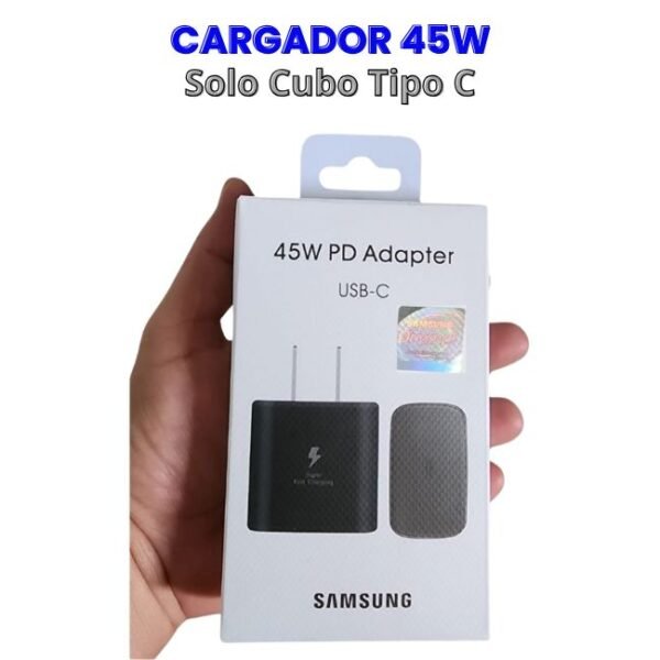 Cubo Tipo "C" 45w para Samsung Carga Rapida Negro