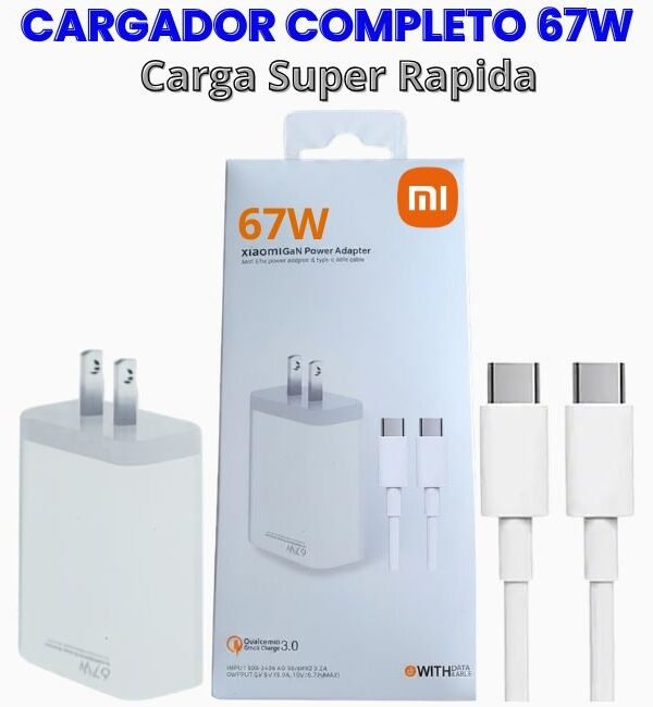 Cargador Completo Blanco Carga Super Rapida 67w Xiaomi