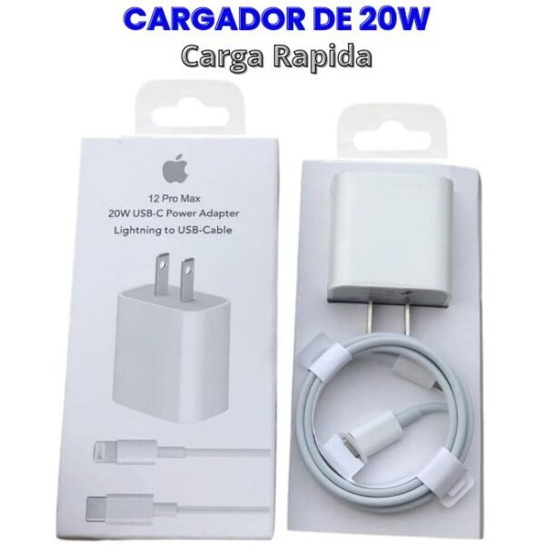 Cargador Completo para Iphone 20w USB-C a Ligthning