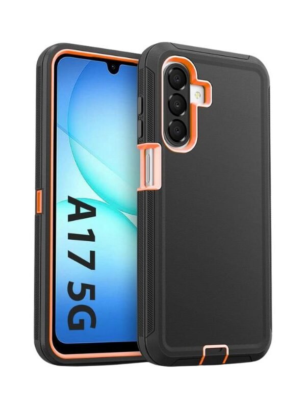 Case Uso Rudo Galaxy A17 4g y 5g Negro con Naranja