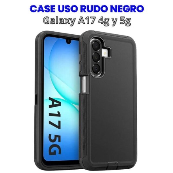 CASE USO RUDO NEGRO GALAXY A17 4G Y 5G Case Uso Rudo Negro Galaxy A17 4g y 5g