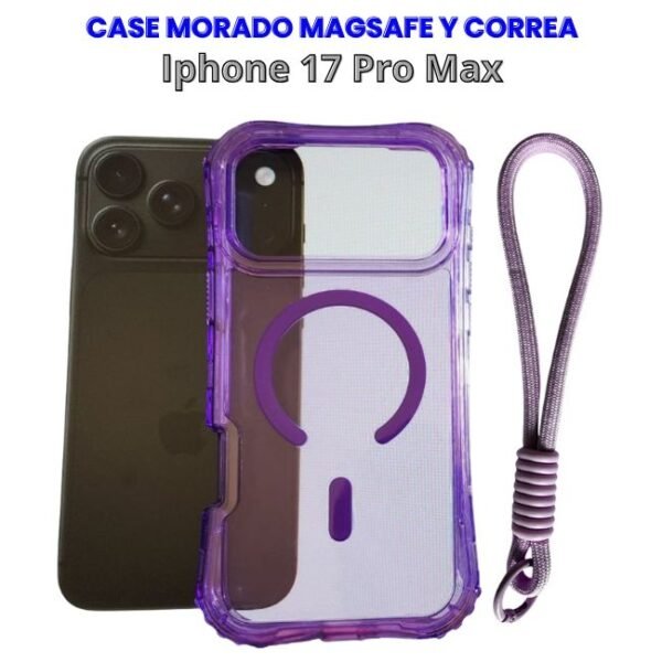 Case Morado con Magsafe y correa para Iphone 17 Pro Max