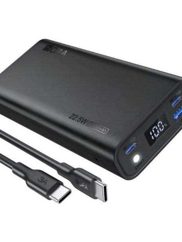 Bateria Portatil 20,000mAh 1hora GAR158 Carga Rapida 22.5W color negro