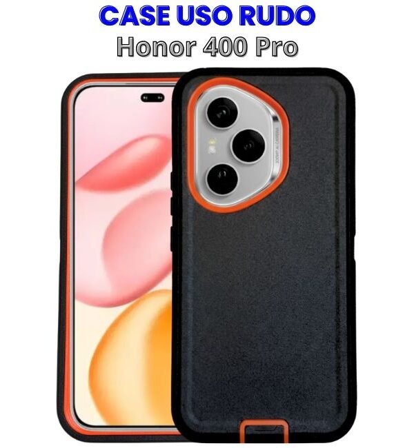 6(21) Case Uso Rudo Negro con Naranja Honor 400 Pro