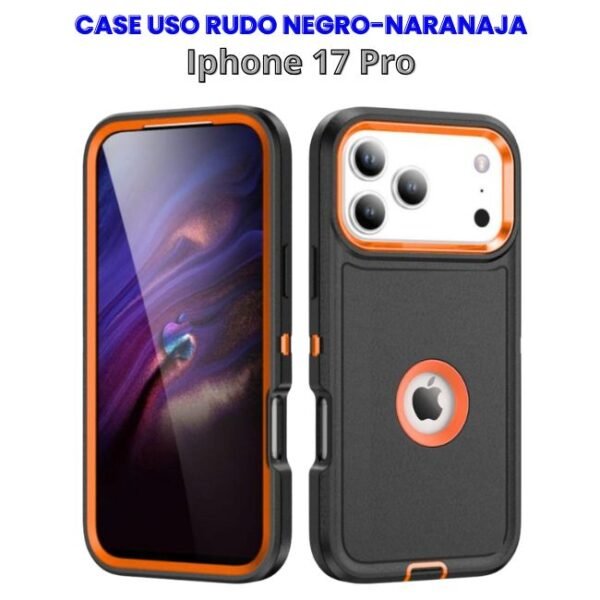 Case Uso Rudo Negro con Naranja Iphone 17 Pro