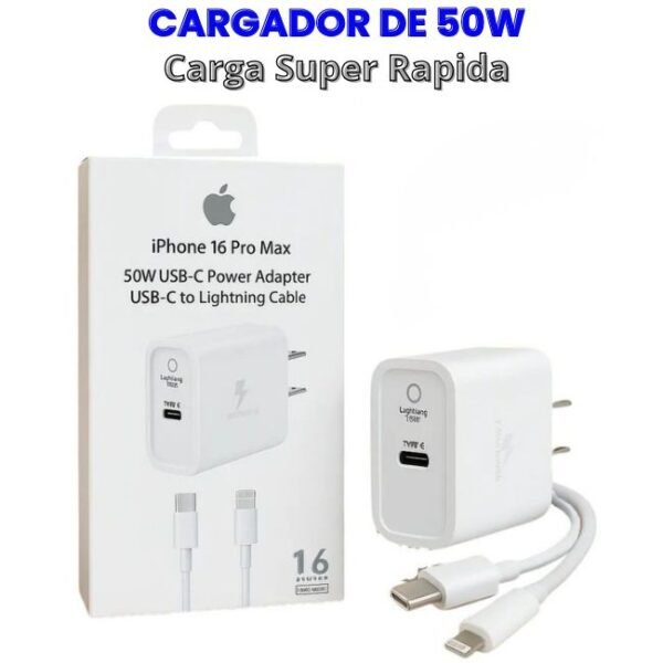 Cargador Completo para IPhone 50w Doble Puerto