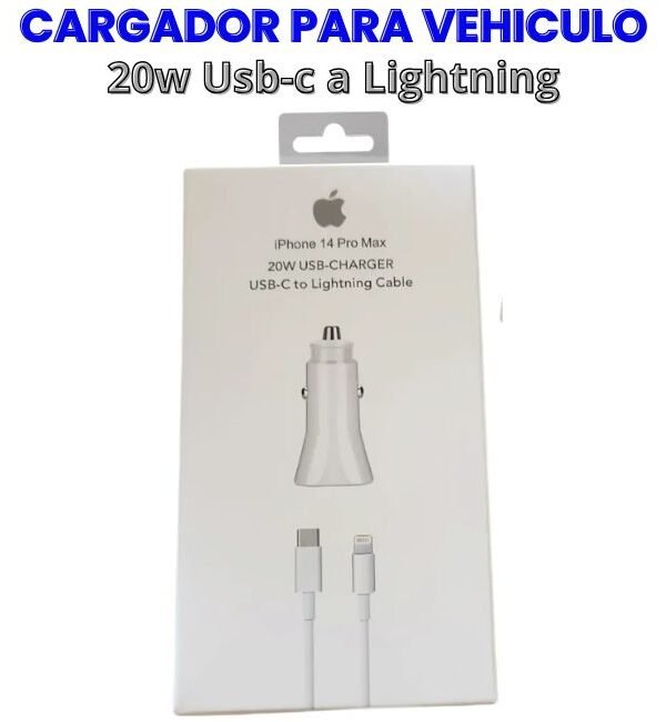 Cargador completo para Iphone 20w USB-C a Ligthning para Vehiculo