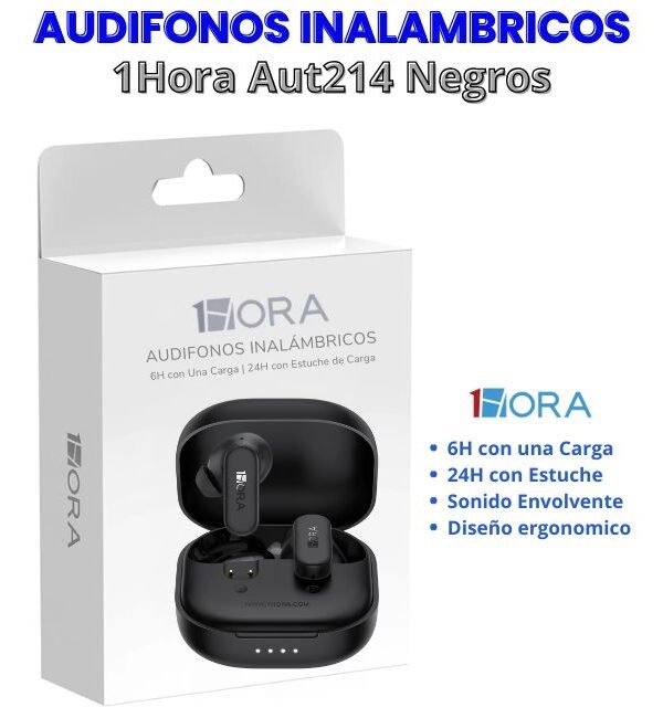 Audifonos Inalambricos Aut214 1hora Negros