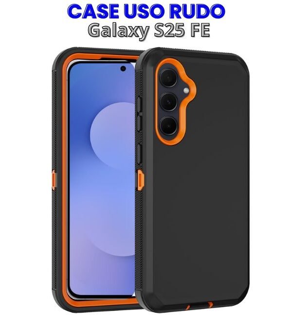 Case Uso Rudo Negro con Naranja para S25 FE