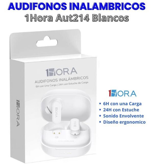 Audifonos Inalambricos Aut214 1hora Blancos