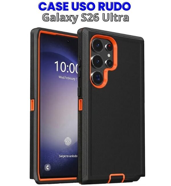 Case Uso Rudo Negro con Naranja S26 Ultra