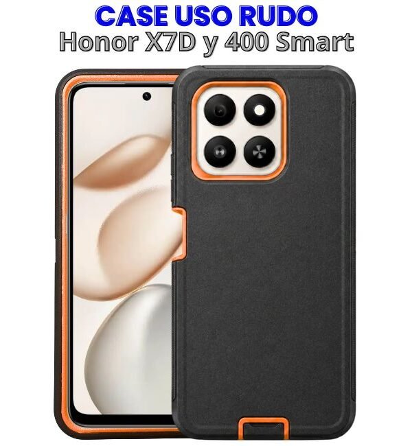 Case Uso Rudo Negro con Naranja Honor 400 Smart y X7D