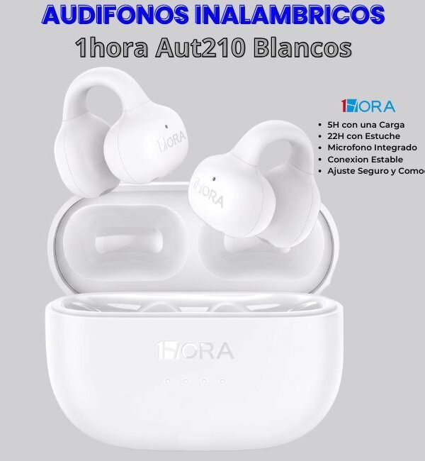 AUT-210-BLANCOS-1 Audifonos Inalambricos tipo Arete Aut210 1hora Blancos