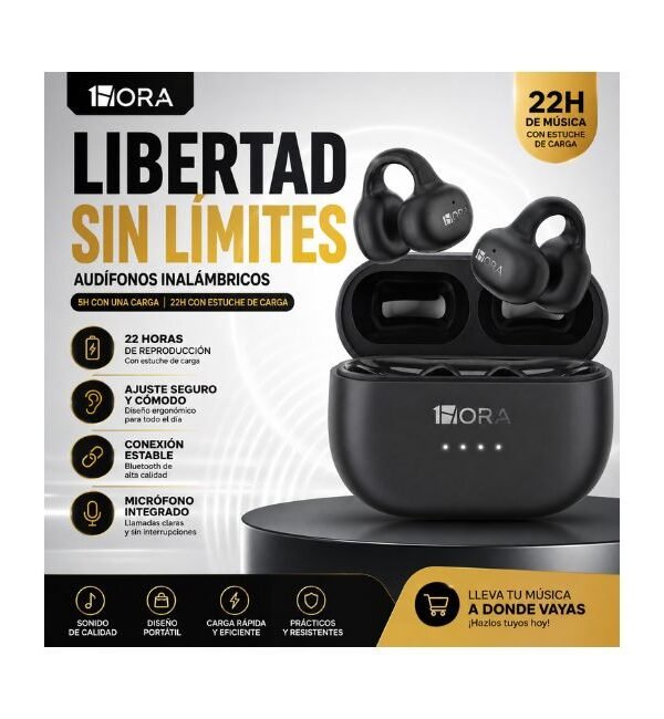 Audifonos Inalambricos tipo Arete Aut210 1hora Negros