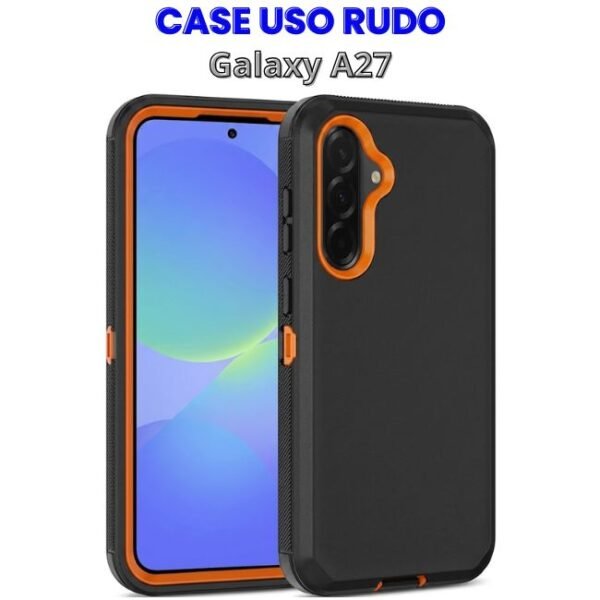 11(4) Case Uso Rudo Negro con Naranja Samsung A27 5g