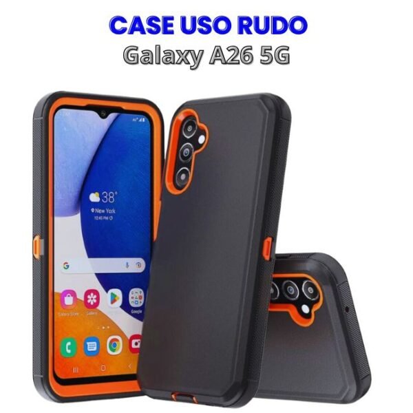Case Uso Rudo Negro con Naranja Samsung A26 5g