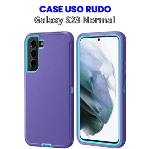 CASE USO RUDO MORADO CON CELESTE GALAXY S23 NORMAL Case Uso Rudo Morado con Celeste para S23 Normal