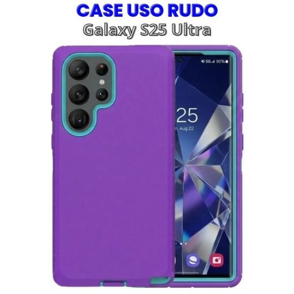 Case Uso Rudo Morado con Celeste de 3 Piezas para S25 Ultra