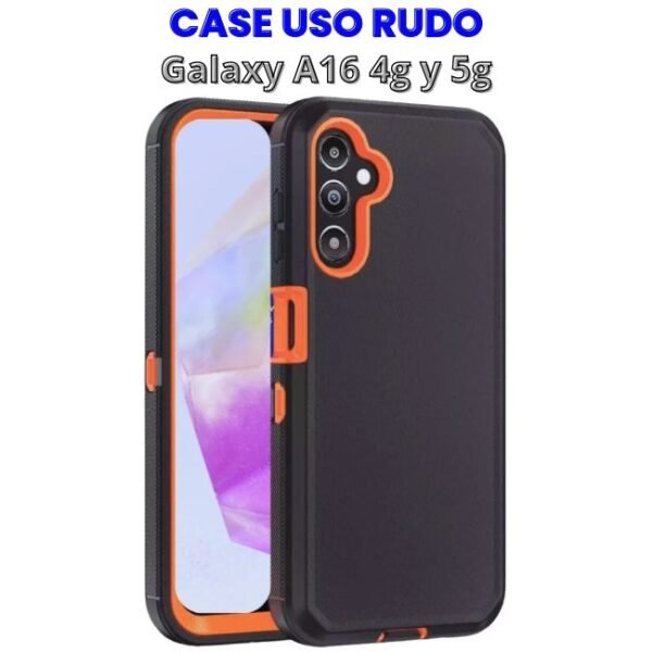 Case Uso Rudo Negro con Naranja Samsung A16 4g y 5g