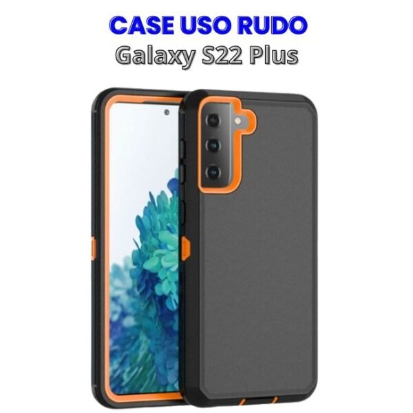 CASE USO RUDO NEGRO CON NARANJA GALAXY S22 PLUS Case Uso Rudo Negro con Naranja para S22 Plus