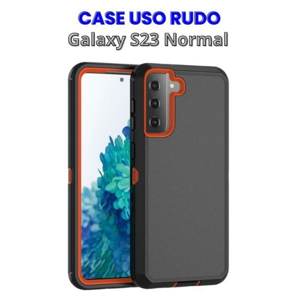 CASE USO RUDO NEGRO CON NARANJA GALAXY S23 NORMAL Case Uso Rudo Negro con Naranja para S23 Normal