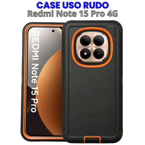 Case Uso Rudo Negro con Naranja Redmi Note 15 Pro 4G