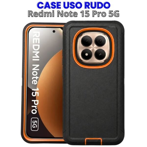 Case Uso Rudo Negro con Naranja Redmi Note 15 Pro 5G