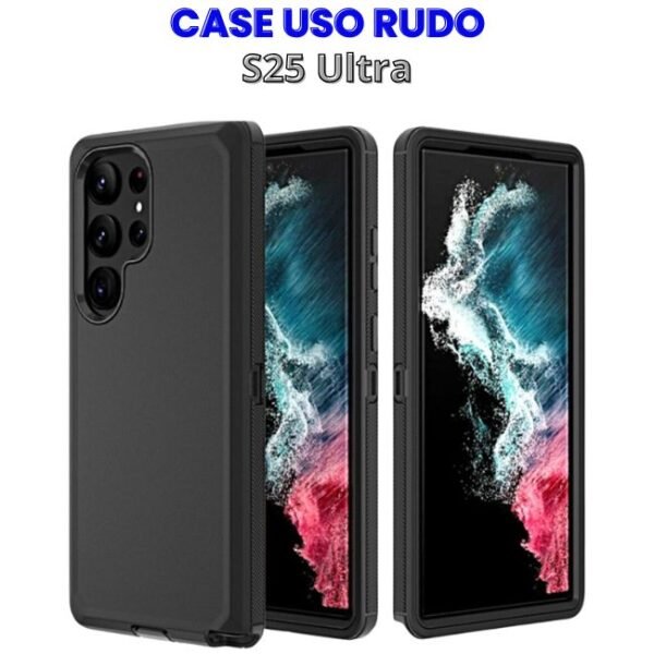 CASE USO RUDO NEGRO S25 ULTRA Case Uso Rudo Negro de 3 Piezas para S25 Ultra