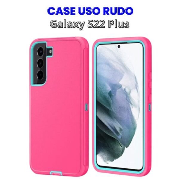 CASE USO RUDO ROSA CON CELESTE GALAXY S22 PLUS Case Uso Rudo Rosa con Celeste para S22 Plus