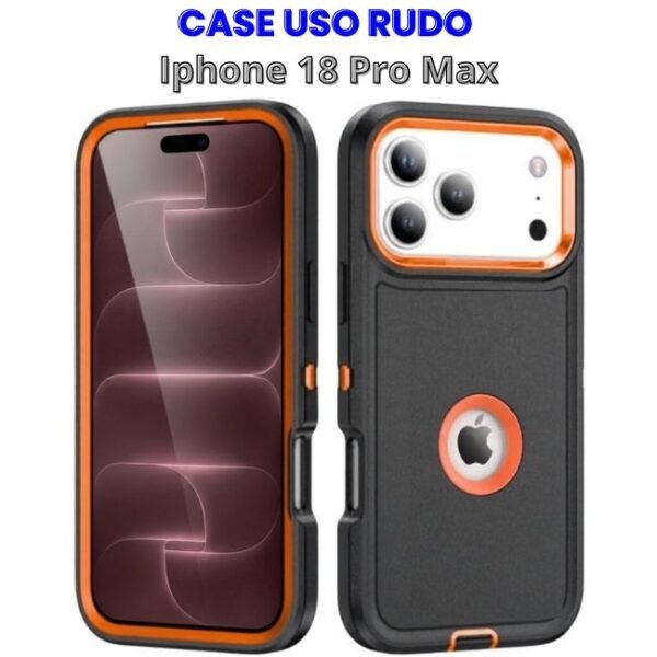 CASE USO RUDO NEGRO CON NARANJA IPHONE 18 PRO MAX Case Uso Rudo Negro con Naranja Iphone 18 Pro Max