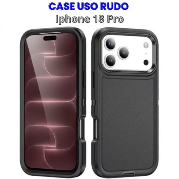 CASE USO RUDO NEGRO IPHONE 18 PRO Case Uso Rudo Negro para Iphone 18 Pro sin Logo