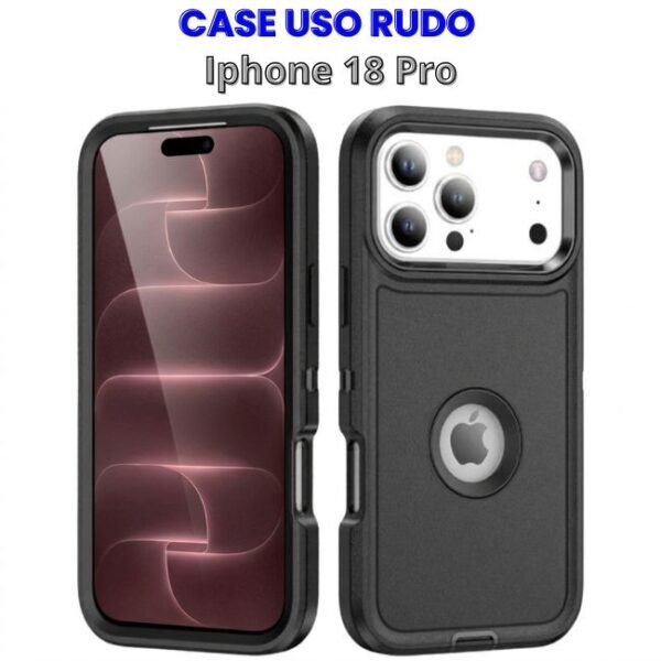 CASE USO RUDO NEGRO IPHONE 18 PRO CON LOGO Case Uso Rudo Negro para Iphone 18 Pro